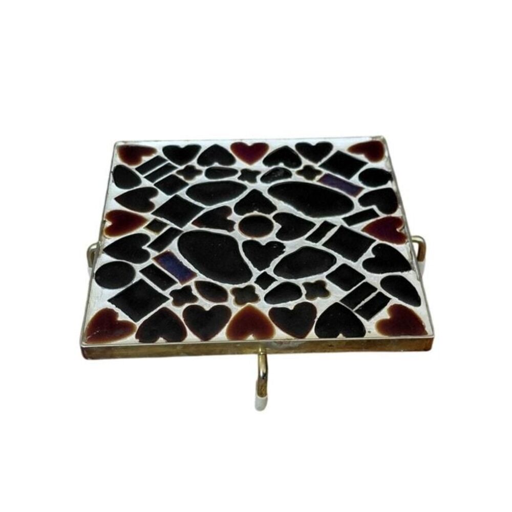 Vintage 1960s MCM Modern Heart Mosaic Tile Trivet